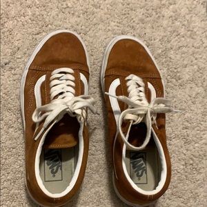 velvet vans colored in light brown/tan